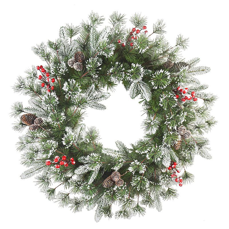 PULEO INTERNATIONAL Decorated Artificial Christmas Wreath, Green