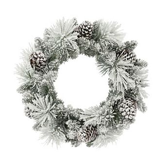 PULEO INTERNATIONAL Flocked Berkshire Spruce Artificial Christmas Wreath