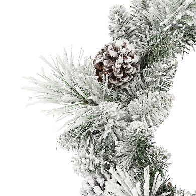 PULEO INTERNATIONAL Flocked Berkshire Spruce Artificial Christmas Wreath