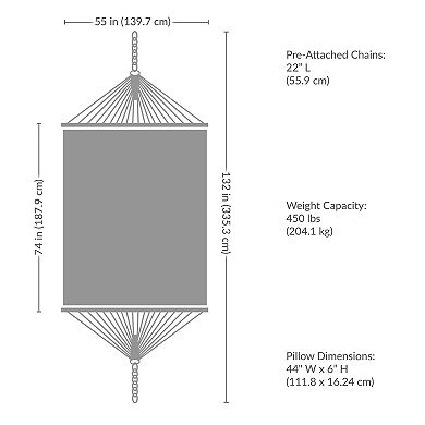 Sunnydaze Quilted Hammock with Curved Spreader Bar