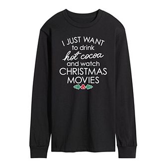 Men's Hot Cocoa and Christmas Movies Long Sleeve Tee