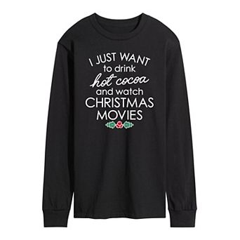 Men's Hot Cocoa and Christmas Movies Long Sleeve Tee
