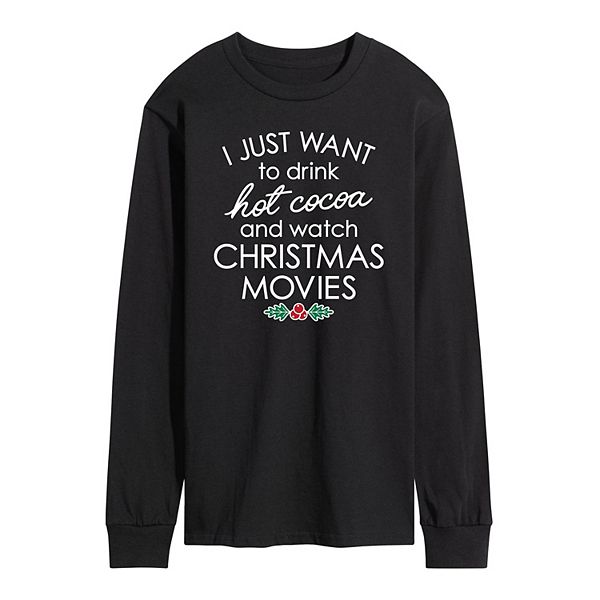 Men's Hot Cocoa and Christmas Movies Long Sleeve Tee
