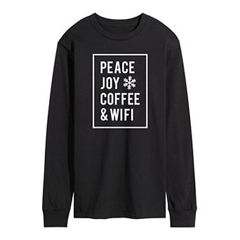 Men's Peace Joy Coffee Wifi Long Sleeve Tee