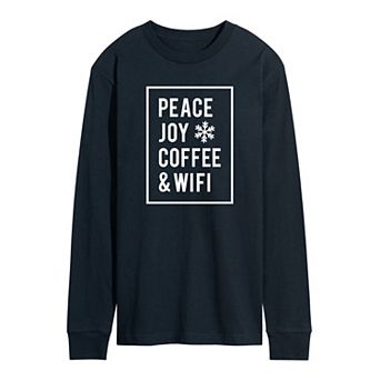 Men's Peace Joy Coffee Wifi Long Sleeve Tee