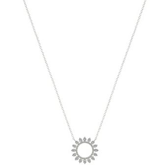 Brilliance Fine Silver Plated Crystal Open Sun Pendant Necklace