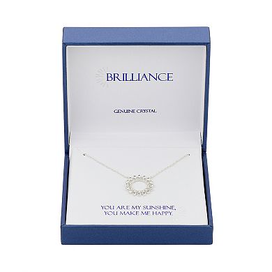 Brilliance Fine Silver Plated Crystal Open Sun Pendant Necklace