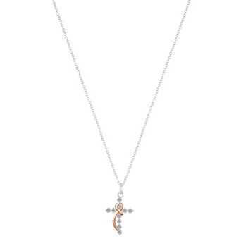 Brilliance Brass and 14K Gold Plated Cross Pendant Necklace
