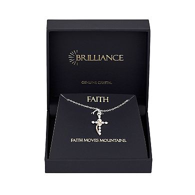 Brilliance Brass and 14K Gold Plated Cross Pendant Necklace