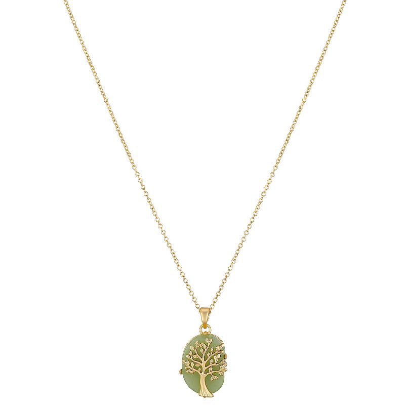 Love This Life 14k Gold Flash-Plated Seafoam Stone Tree Pendant Necklace, 