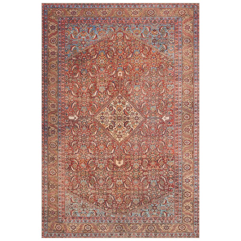 Loloi II Loren Red Multi Accent or Area Rug, Multicolor, 7.5X9.5 Ft