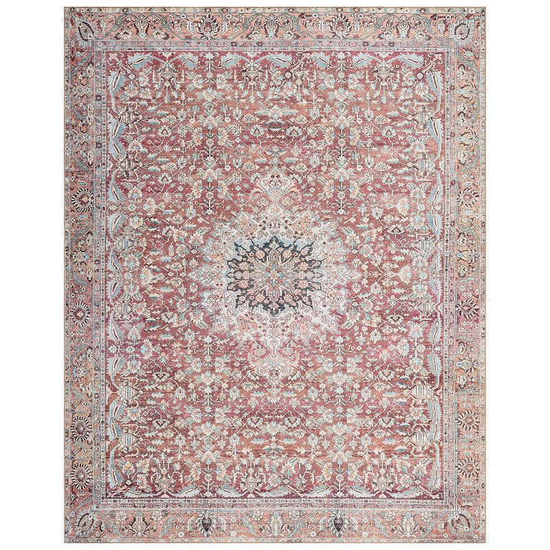 Loloi II Wynter Tomato Teal Accent or Area Rug, Multicolor, 7.5X9.5 Ft