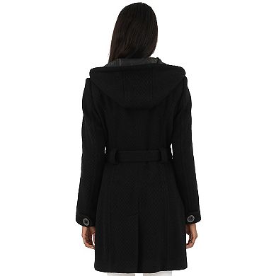 Women's Fleet Street Hooded Textured Wool-Blend Coat