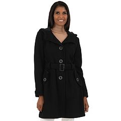 Black hooded 2024 peacoat womens