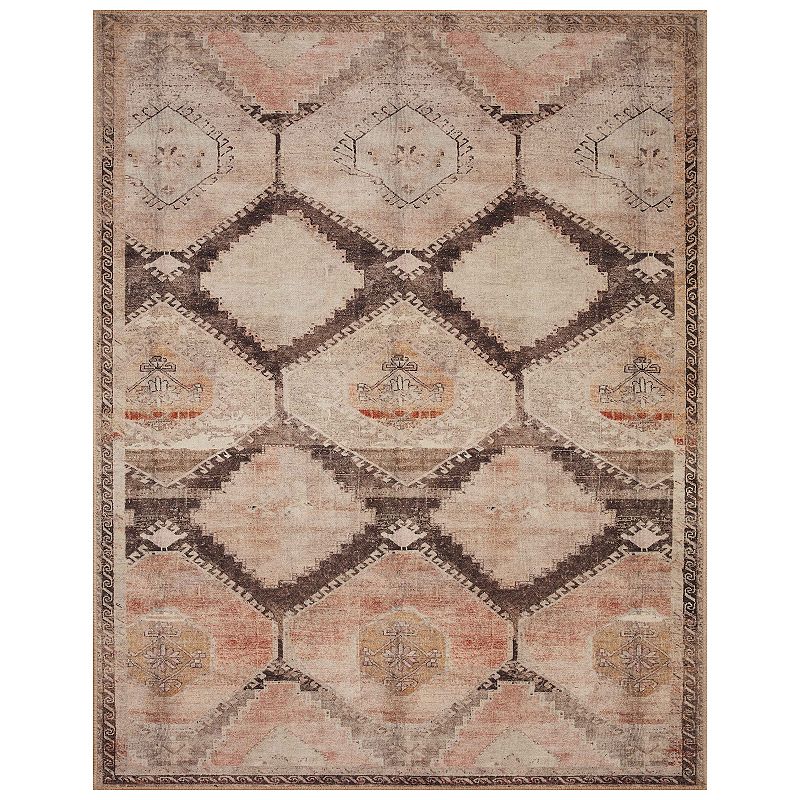 Loloi II Wynter Geometric Traditional Area Rug  Brown  5 .0  x 7 .6