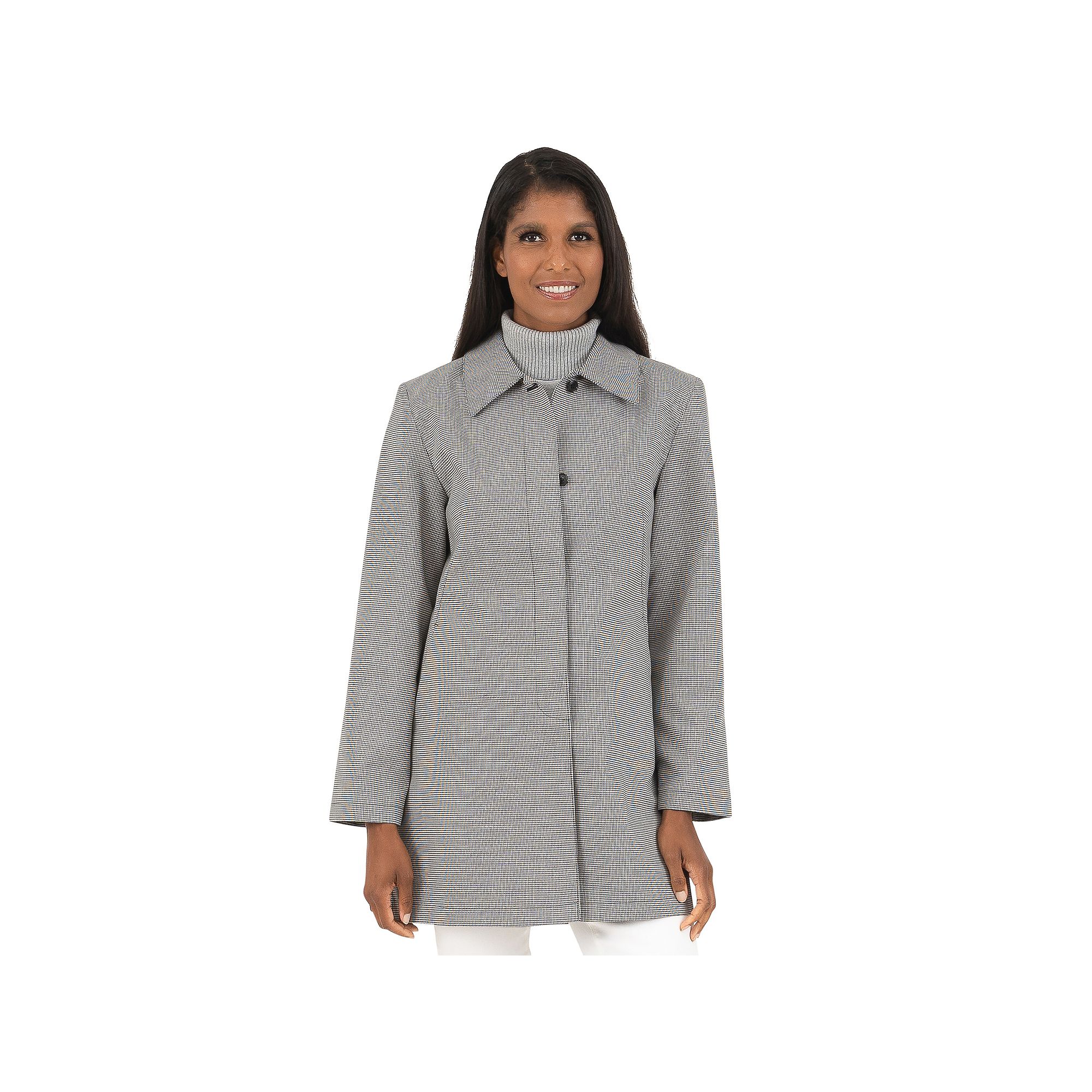 Womens Fleet Street Classic Gingham Raincoat, Size: Small, Black White