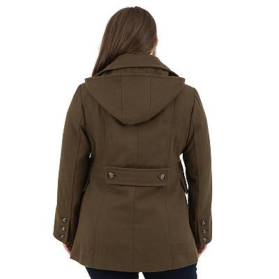 Plus size hooded pea coat best sale