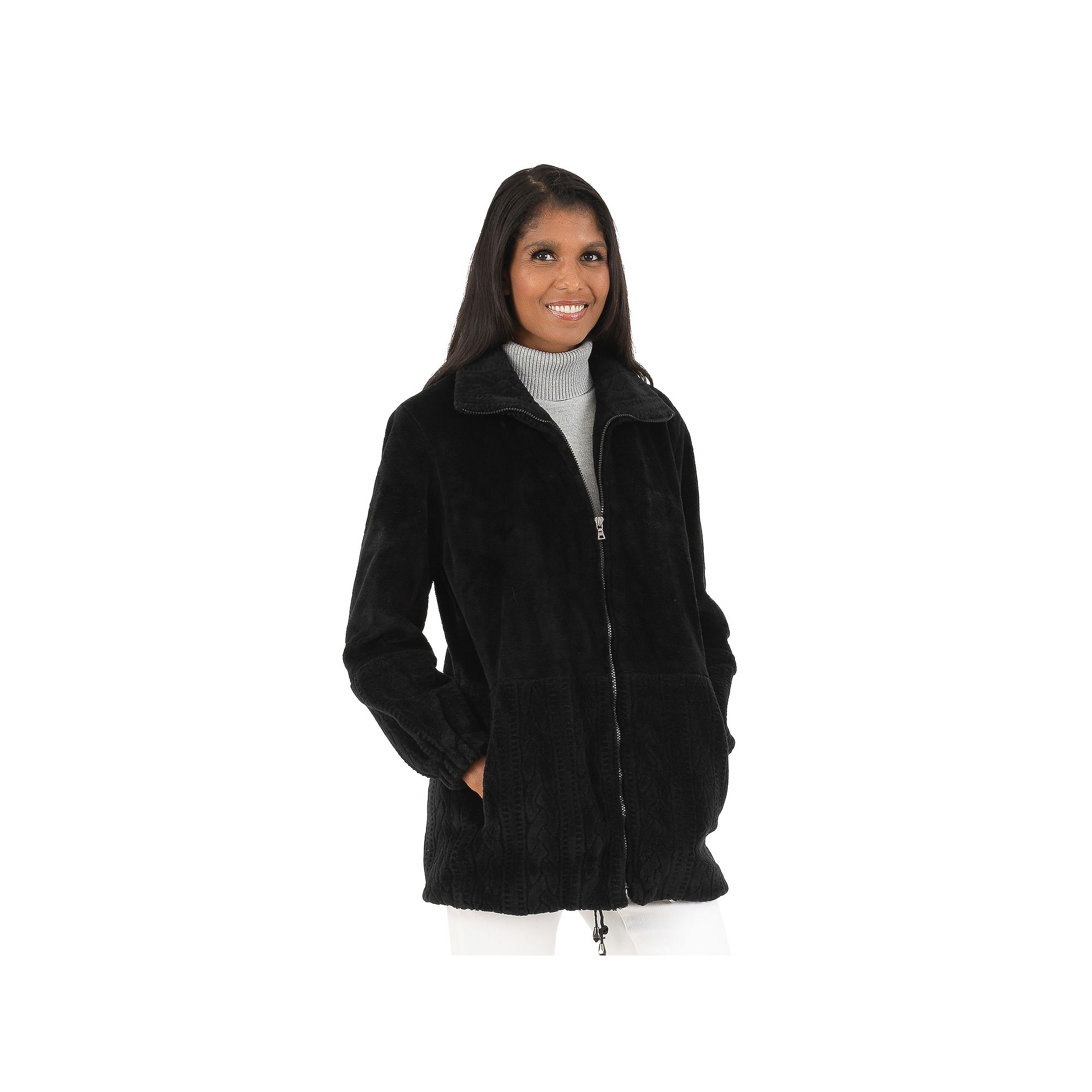 Womens Fleet Street Faux-Fur Coat, Size: Small, Black