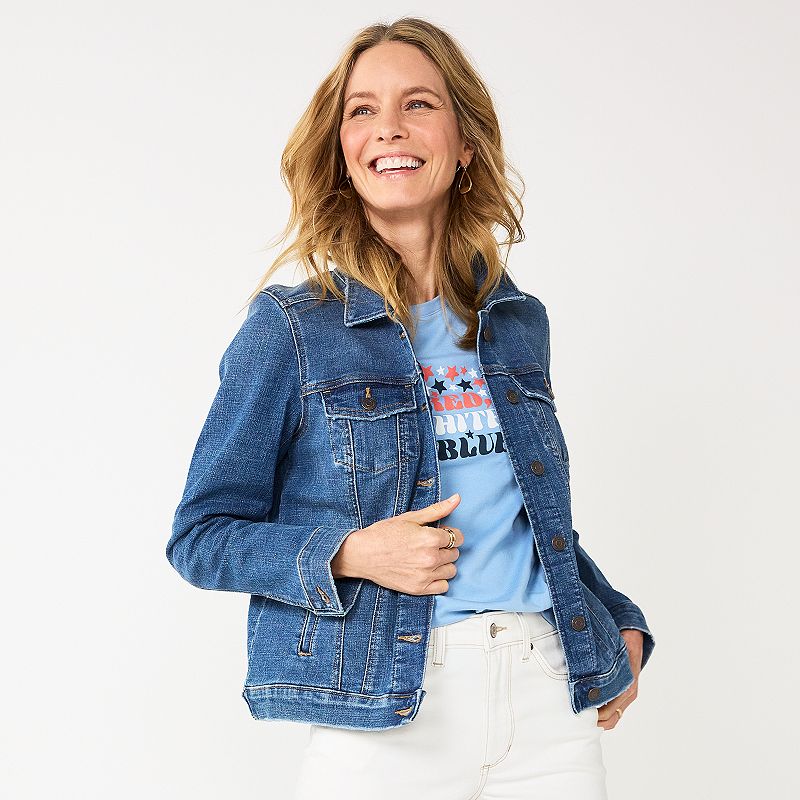 Womens Sonoma Goods For Life Denim Jacket, Size: XS, Blue