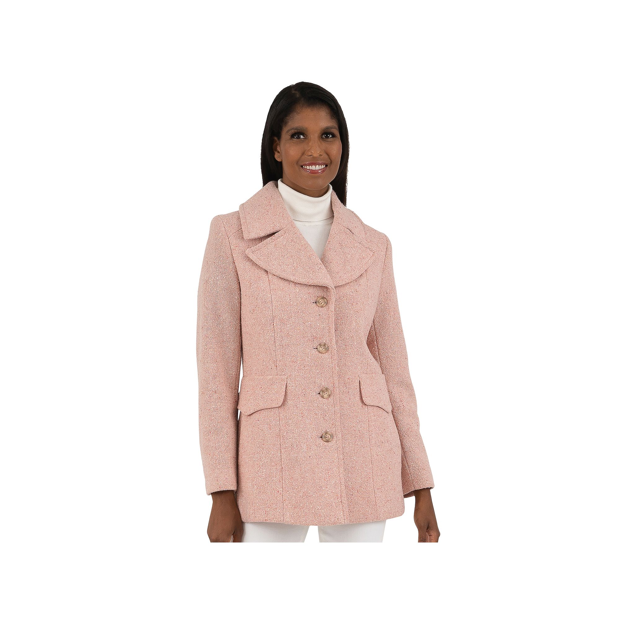 Womens Fleet Street Wool-Blend Blazer Boucle Coat, Size: 4, Pink