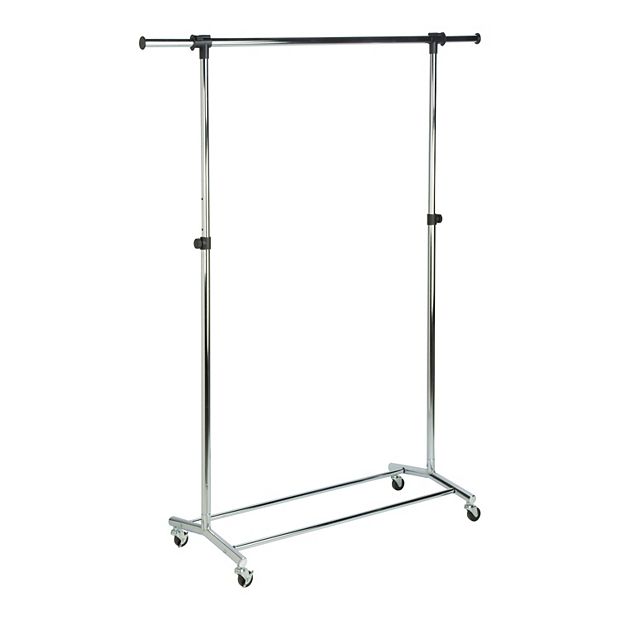 Honey Can Do Adjustable Rolling Chrome Clothes Garment Rack