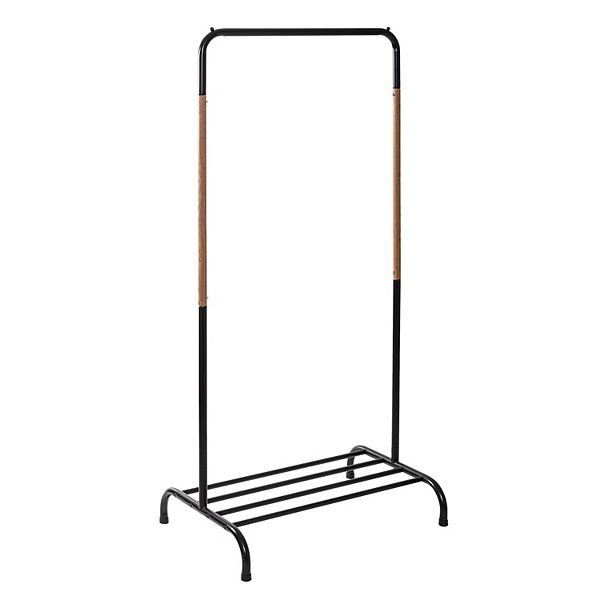 HoneyCanDo Single Garment Rack with Shoe Shelf & Hanging Bar for Clothes