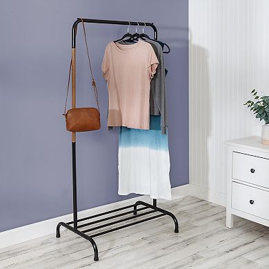 Honey-Can-Do Single Garment Rack with Shoe Shelf & Hanging Bar for Clothes