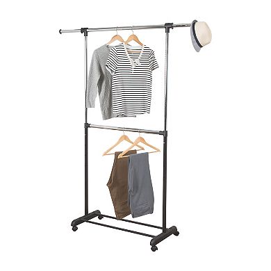 Honey-Can-Do Adjustable Rolling Metal Double Clothes Rack