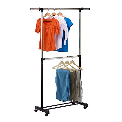 Honey-Can-Do Adjustable Rolling Metal Double Clothes Rack