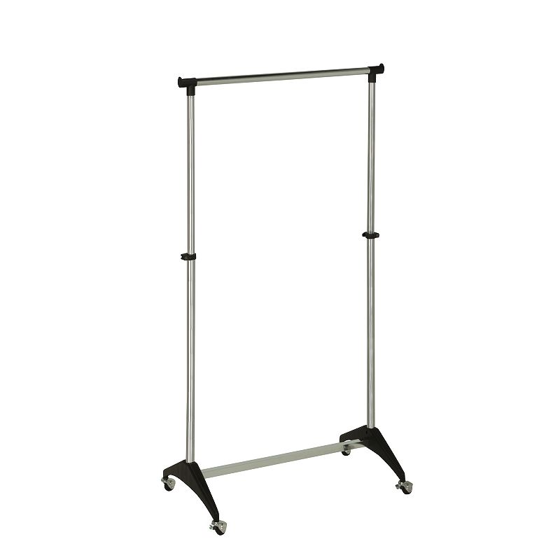 Honey-Can-Do Adjustable Rolling Chrome Garment Rack, Grey