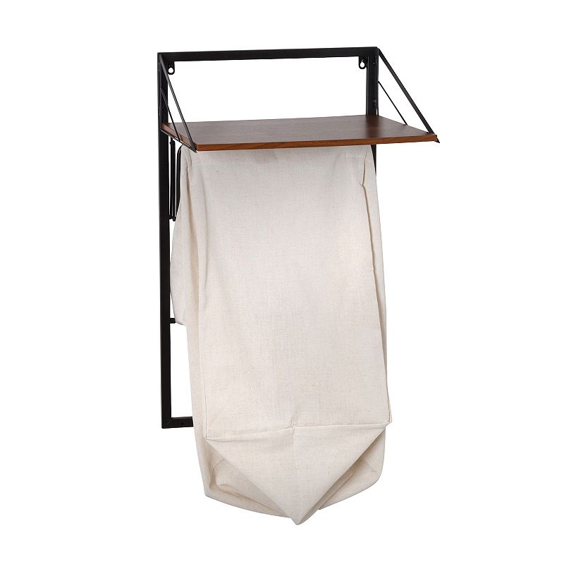 Honey-Can-Do Collapsible Wall-Mounted Clothes Hamper with Canvas Laundry Ba