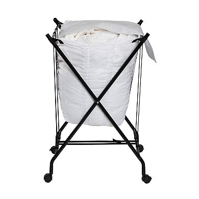 Honey-Can-Do Single Bounce Back Rolling No Bend Laundry Hamper