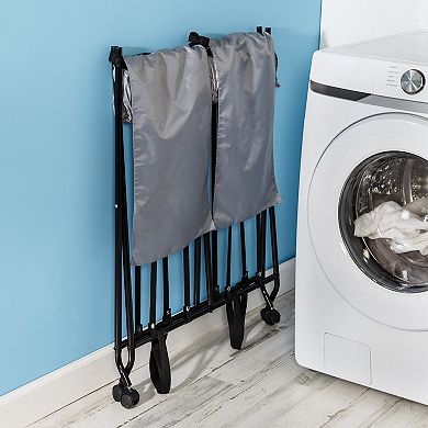 Honey-Can-Do Double Bounce Back Rolling Foldable Laundry Sorting Hamper