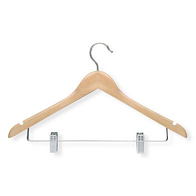 Honey-Can-Do Wooden Maple Clip Suit Hangers 12-Pack Set
