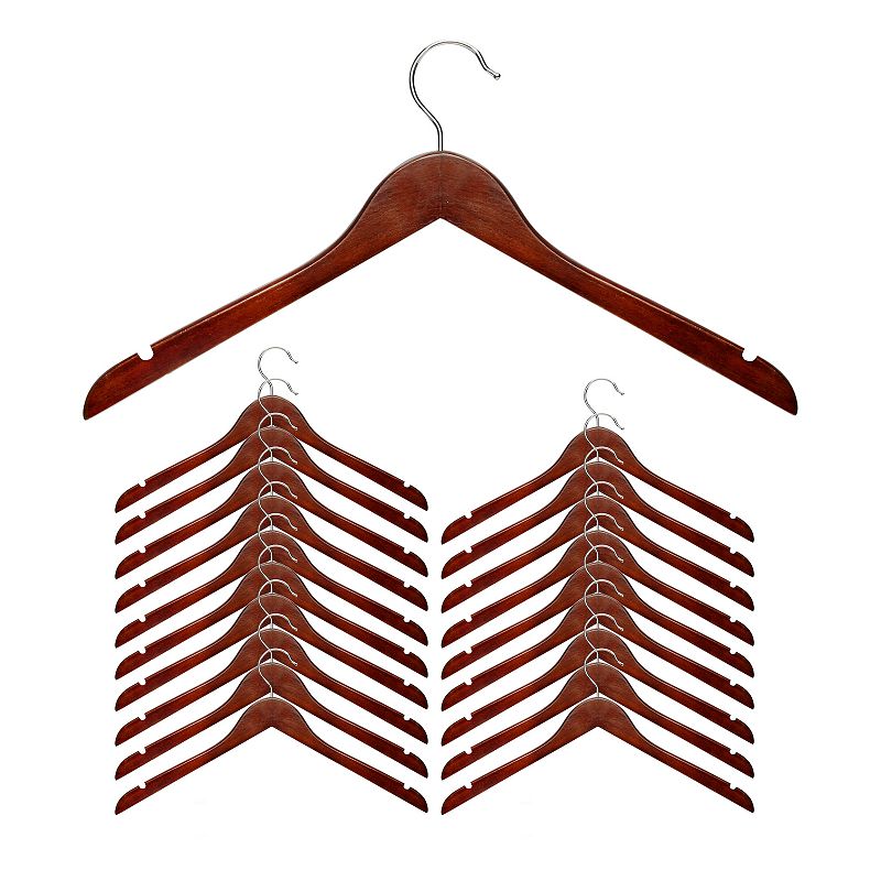 Honey-Can-Do Cherry Wooden Shirt Hangers 20-Pack Set, Beig/Green