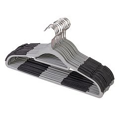 Elama Home 50-Piece Plastic Non Slip Hanger Set in Black and Gray