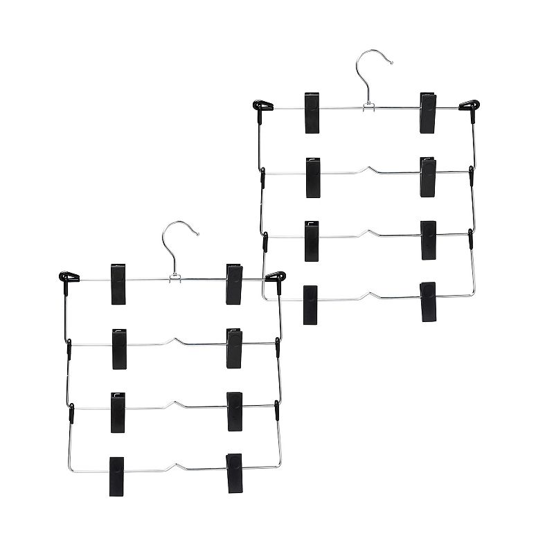 Honey-Can-Do 4-Tier Pant or Skirt Hangers 2-Pack Set, Grey
