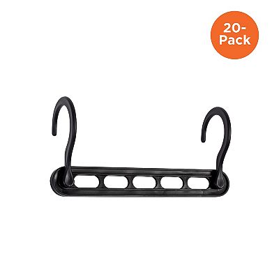 Honey-Can-Do Cascading Collapsible Black Plastic Hangers 20-Pack Set
