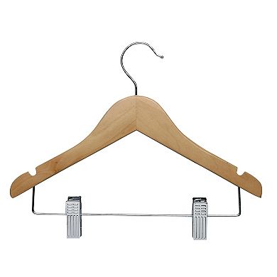 Honey-Can-Do Kids Wood Hangers with Clips 10-Pack Set