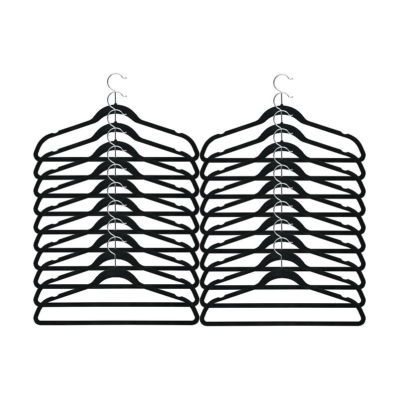Honey-Can-Do Flocked Suit Hangers 20-Pack Set, Black