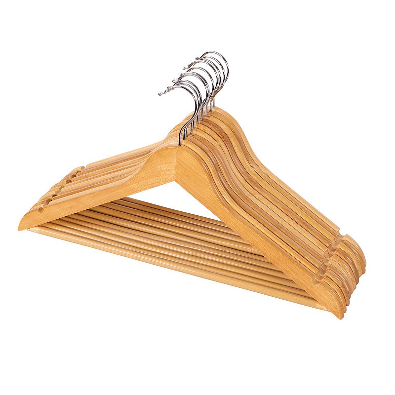 Honey-Can-Do Maple Wood Suit Hangers 10-Pack Set, Beig/Green