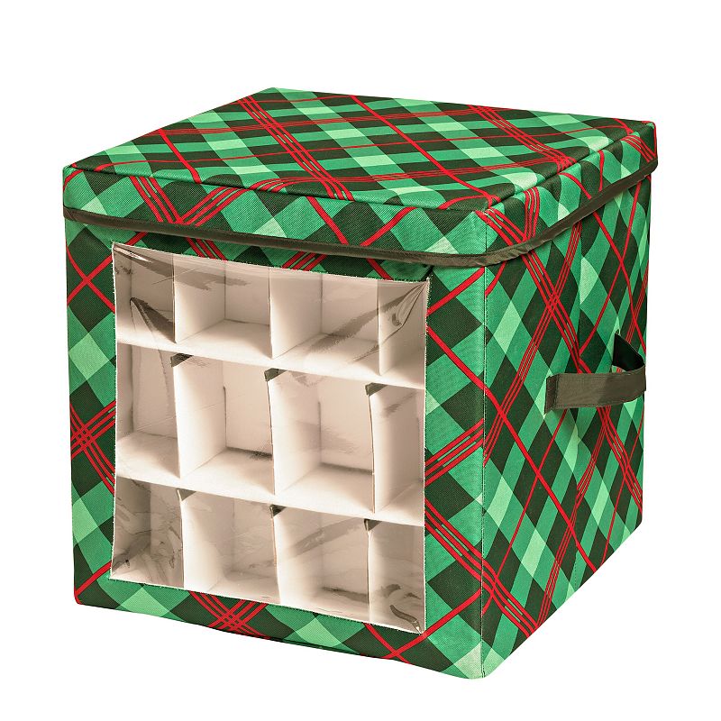 66181386 Honey-Can-Do Plaid Ornament Storage Cube, Red, ORG sku 66181386