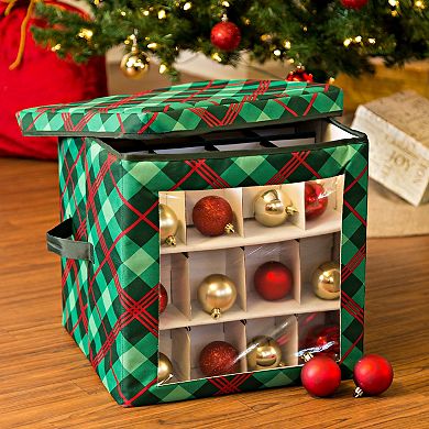 Honey-Can-Do Plaid Ornament Storage Cube