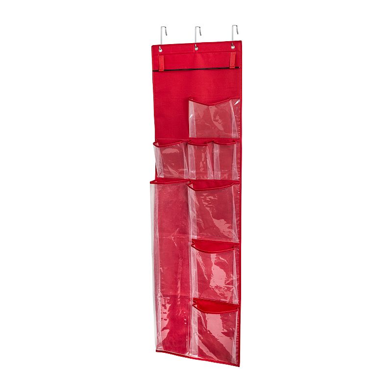 Honey-Can-Do Over-The-Door Holiday Gift Wrap Organizer, Red