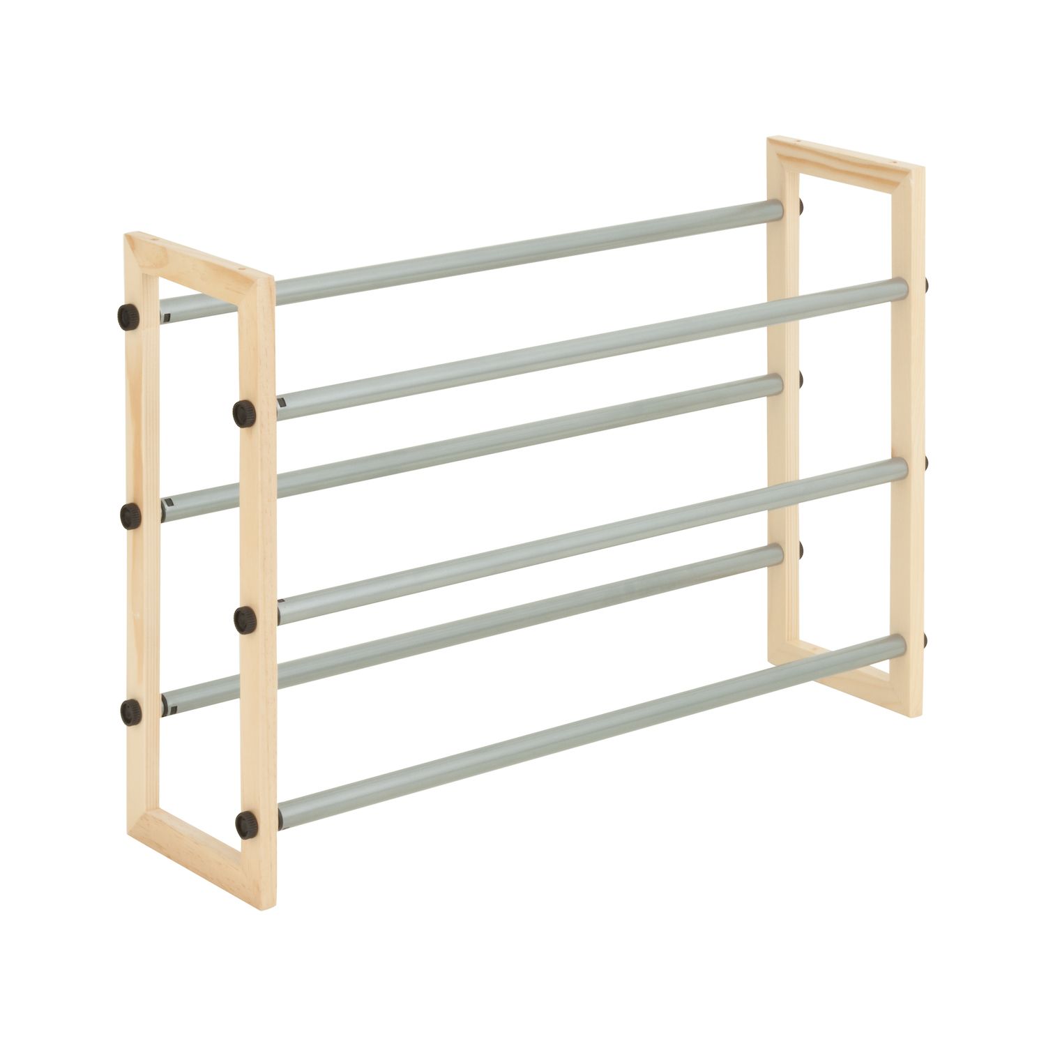 Whitmor Wood/Chrome Shoe Rack, Natural