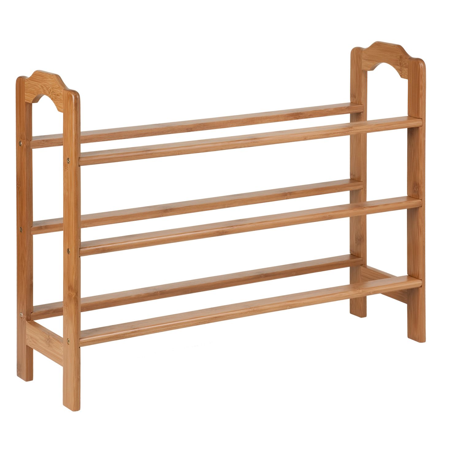 Honey Can Do 3-Shelf Z-Frame Wooden Shoe Rack with Matte Black Metal