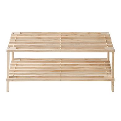 Honey-Can-Do 2-Tier Natural Wood Shoe Rack