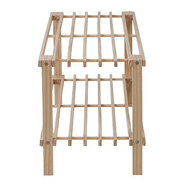 Honey-Can-Do 2-Tier Natural Wood Shoe Rack