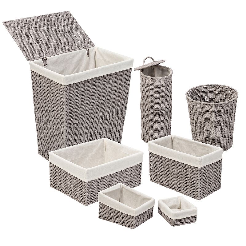 Honey-Can-Do Twisted Paper Rope Woven 7-Piece Bathroom Storage Basket Set, 