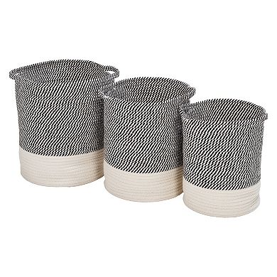 Honey-Can-Do Two-Tone Cotton Rope 3-Piece Storage Basket Set